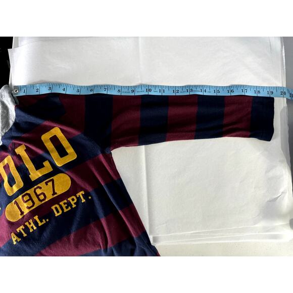 POLO RALPH LAUREN YOUTH BURGUNDY & BLUE LONG SLEEVE HOODED SHIRT SIZE 5 - Picture 6 of 8